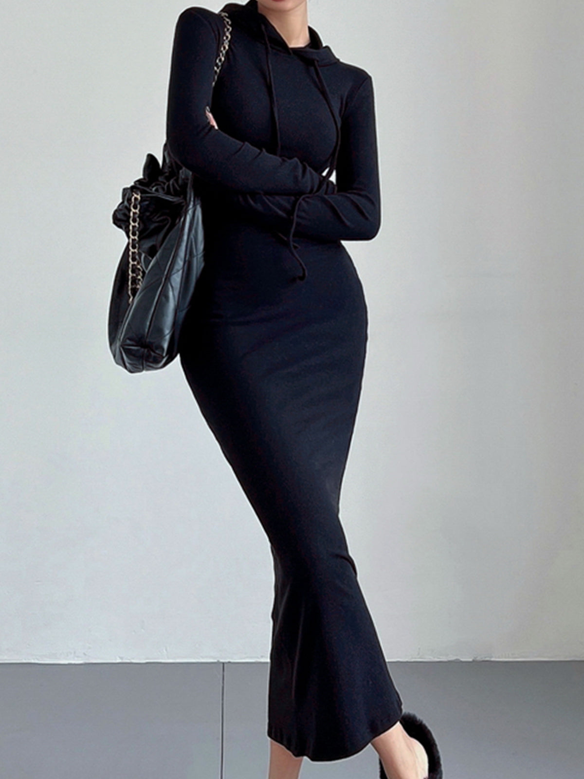 Casual Drop Shoulder Hoodie Jurk