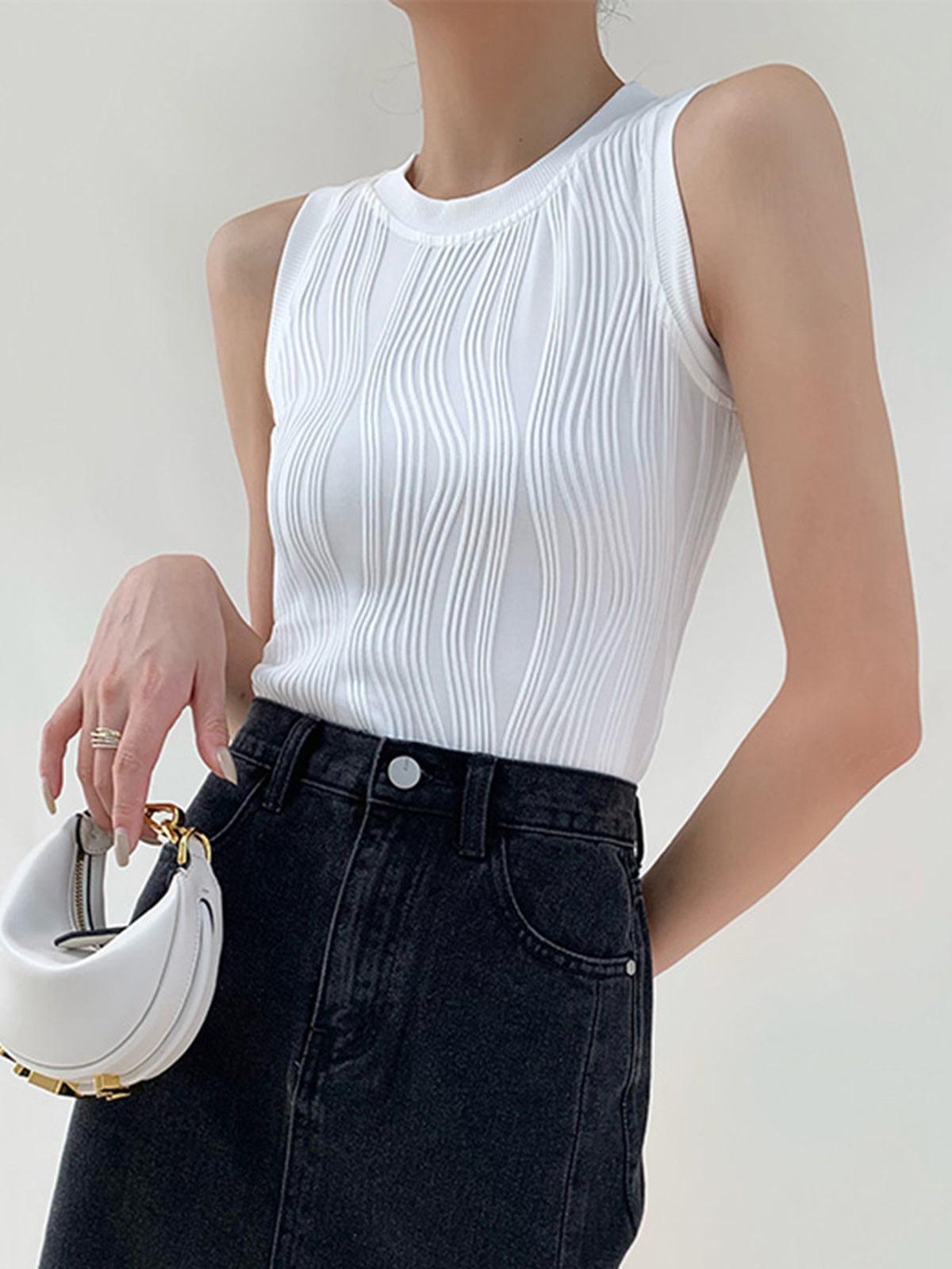 Solide Golvende Textuur Tanktop