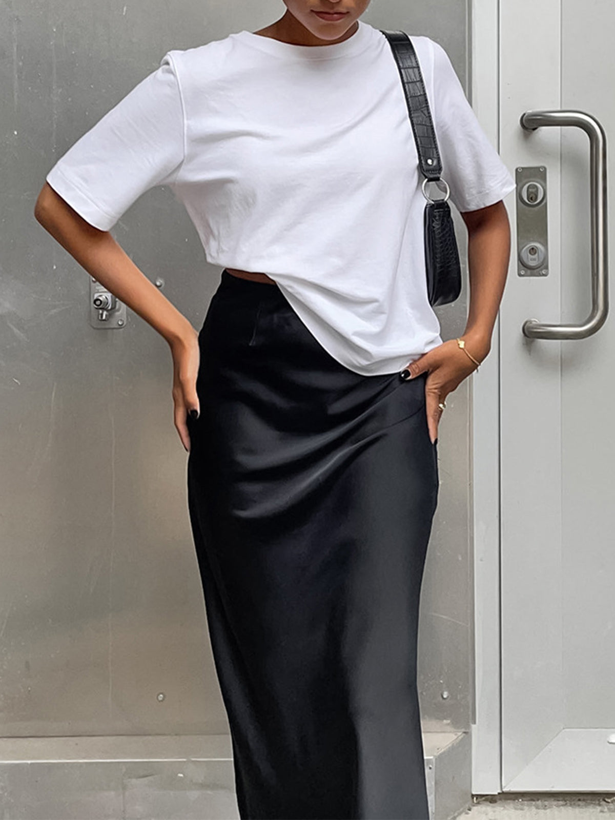 Utility Satijnen Maxi Rok