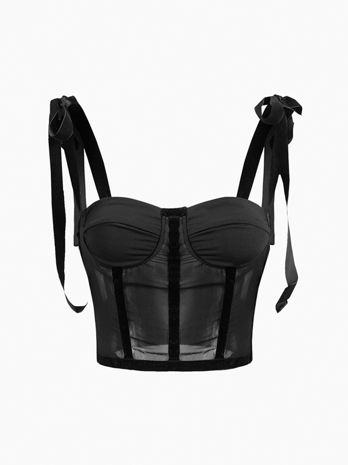 Gestrikte Mesh Korset Crop Top