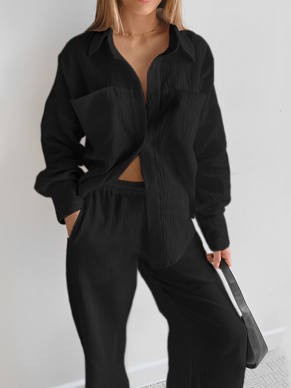 Effen Katoenen Twee-delige Broek Set