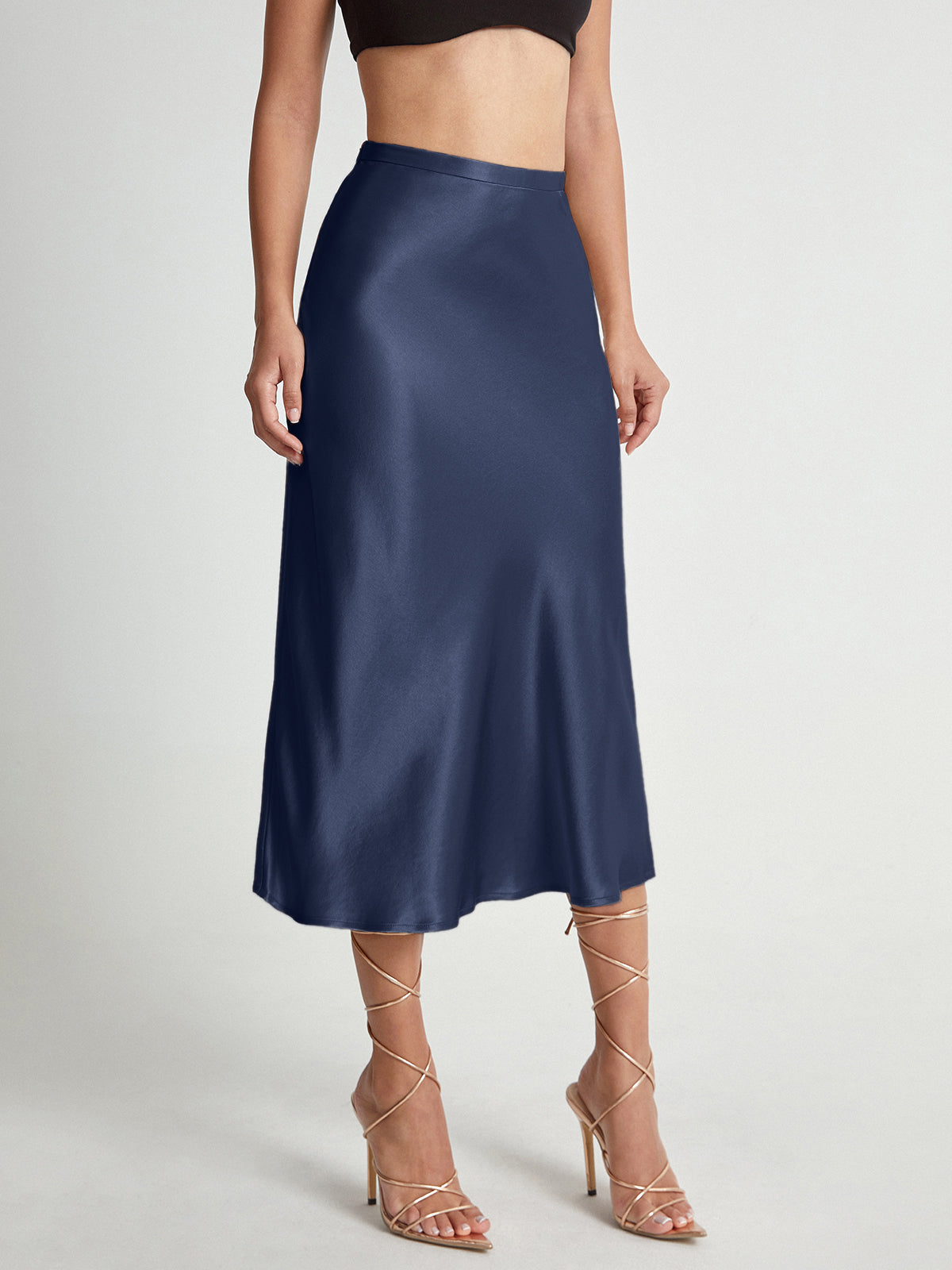 Hoge Taille Satijnen Flow Midi Rok