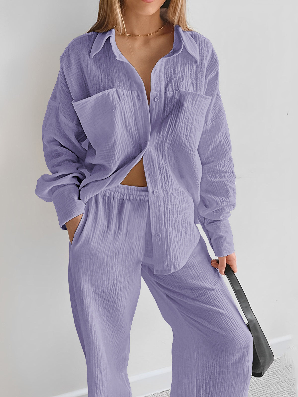 Effen Katoenen Twee-delige Broek Set