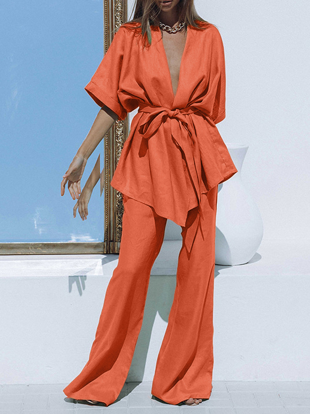 Oversized Linnen Set met Touw