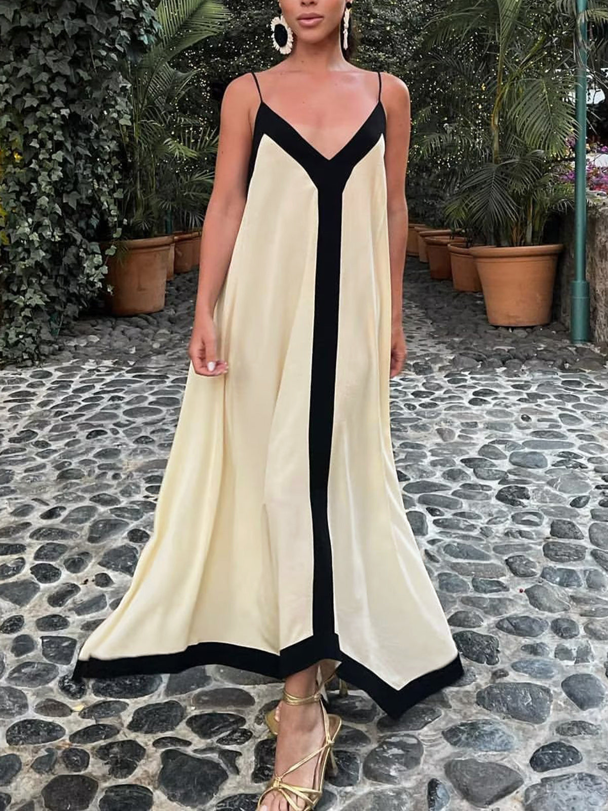 Siciliaanse Old Money Aesthetics Slip Jurk