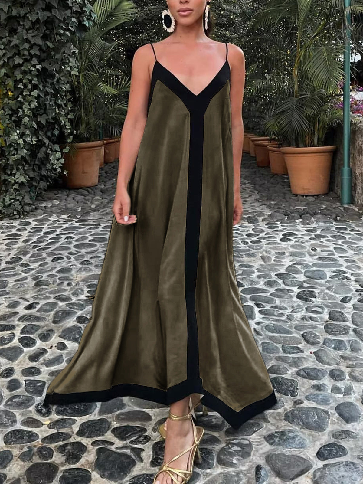 Siciliaanse Old Money Aesthetics Slip Jurk