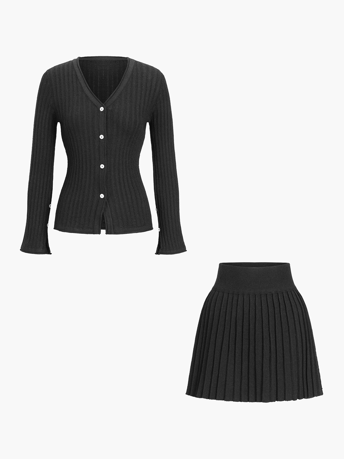 Relaxed Lange Mouw Twee-delige Rok Set