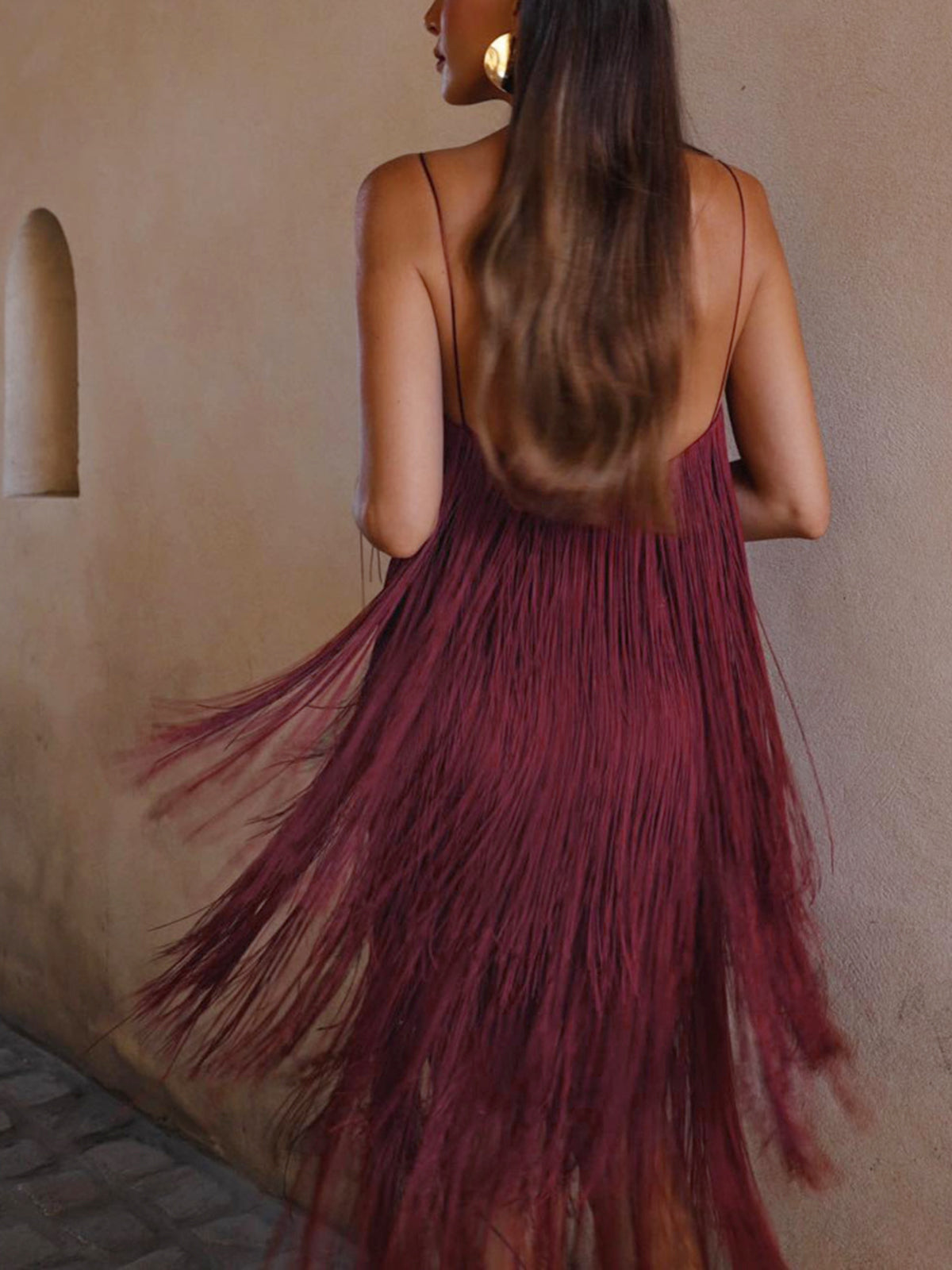Florence Franje Open Rug Korte Jurk