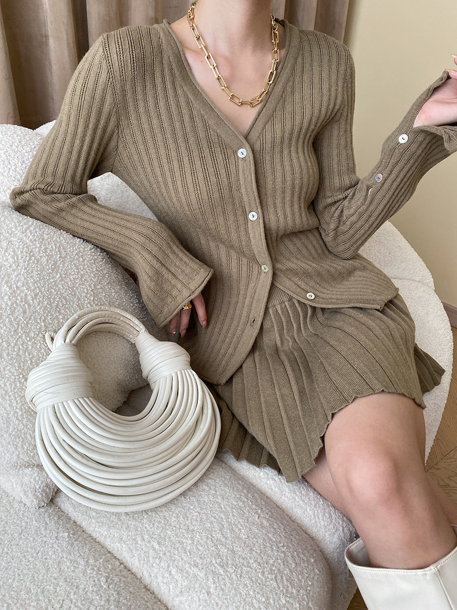 Relaxed Lange Mouw Twee-delige Rok Set