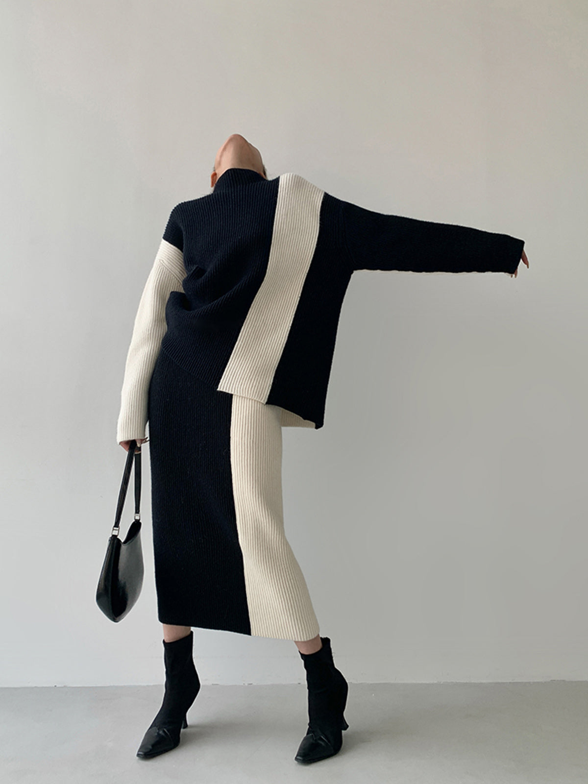 Gestreepte Twee-delige Breisel Rok Set