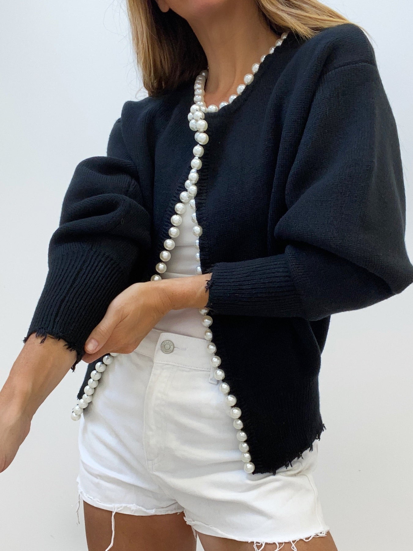 Cardigan met Pareldetails en Ripped Zoom