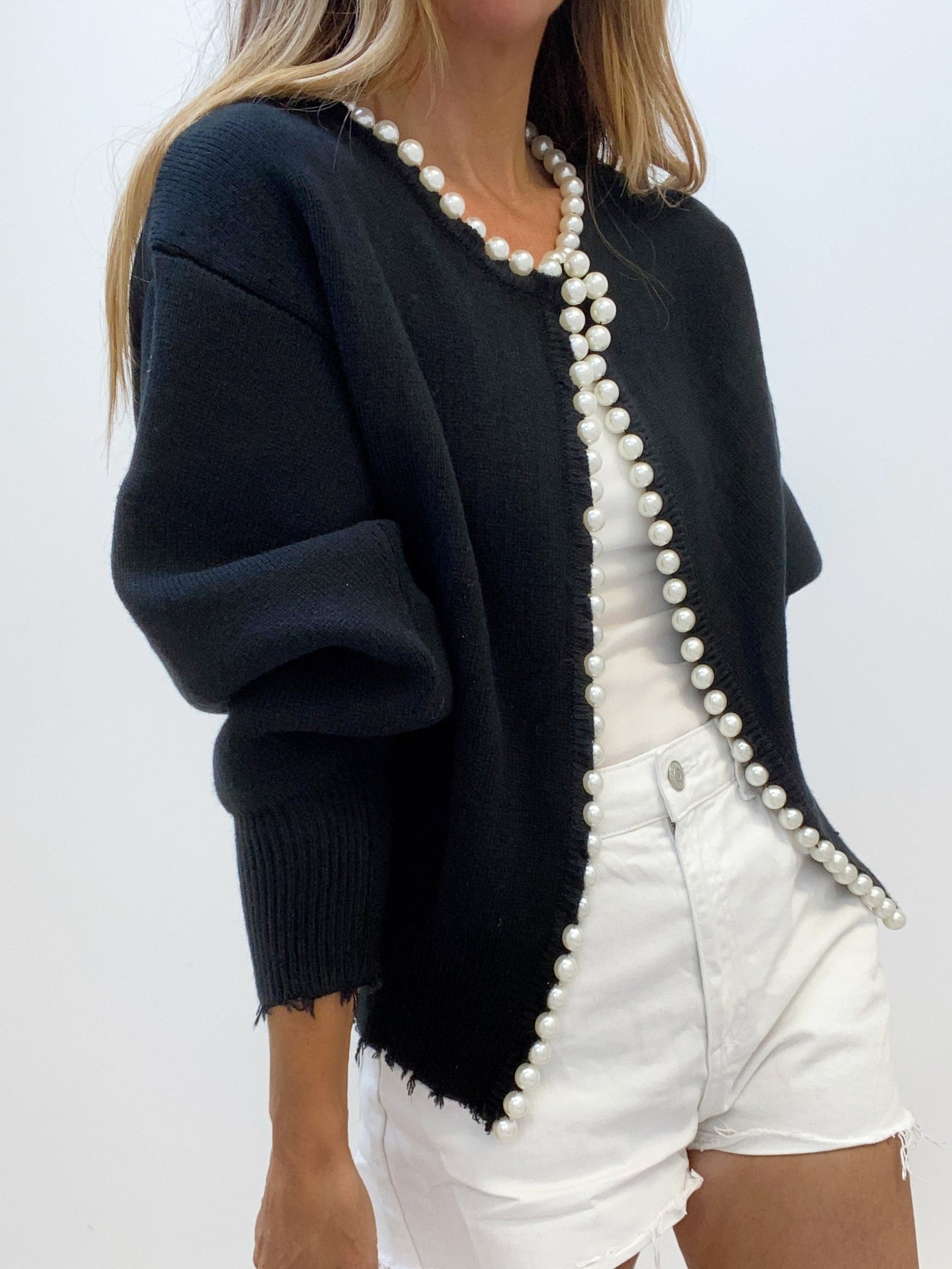 Cardigan met Pareldetails en Ripped Zoom