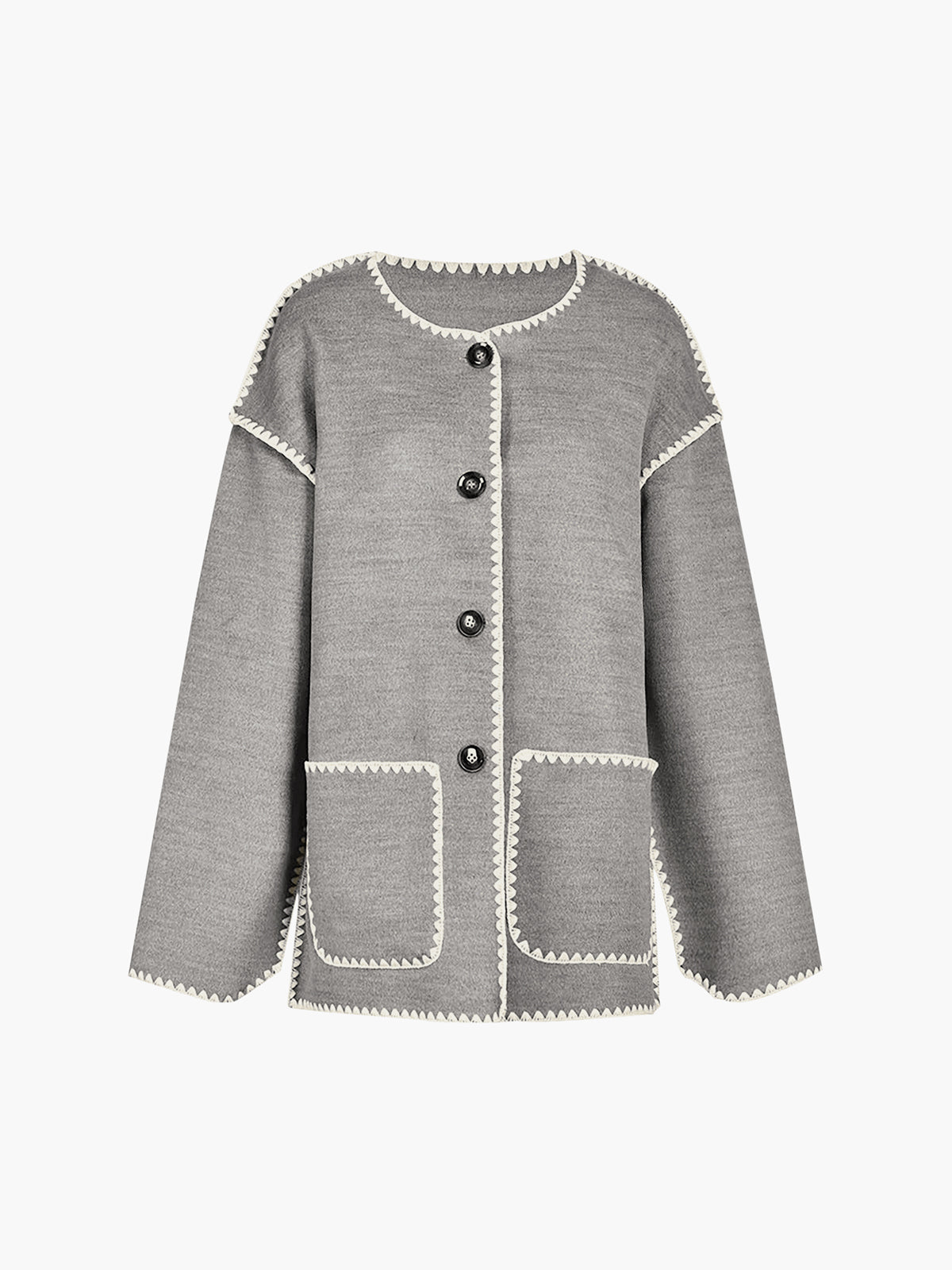 Chic Jasje met Contrasterende Rand en Sjaal
