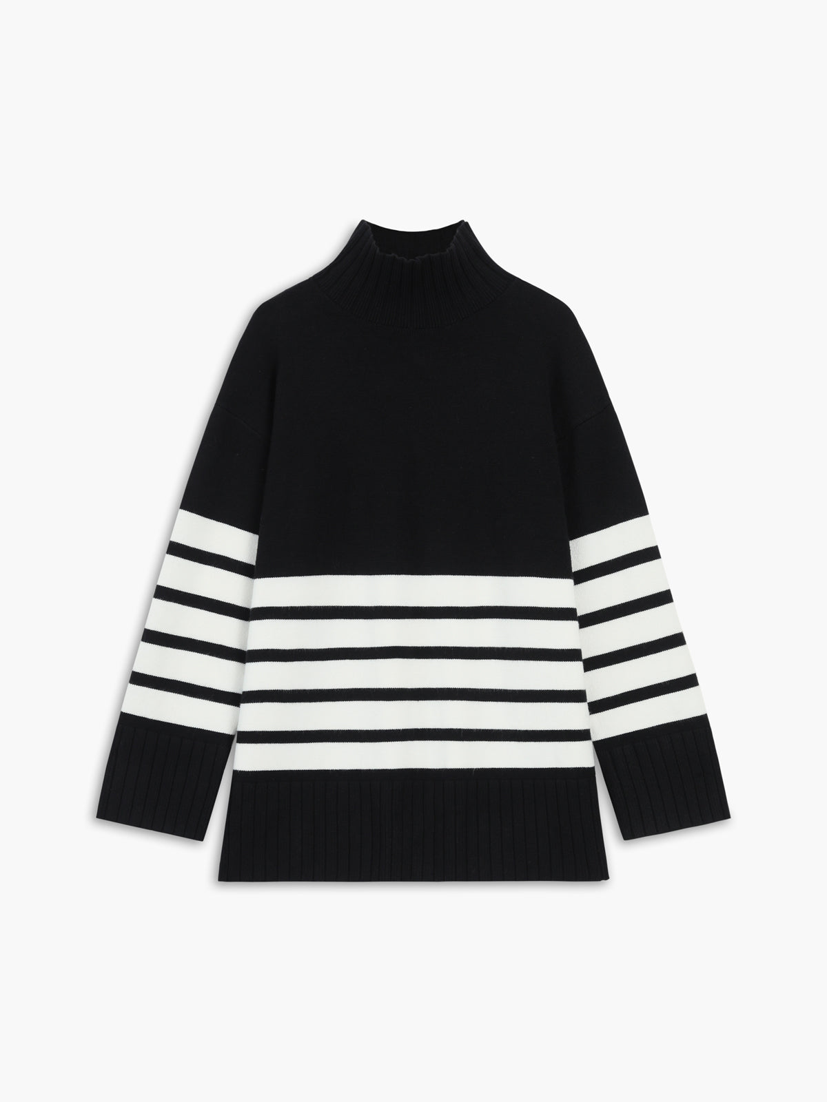 Parisian Striped Mock Neck Trui