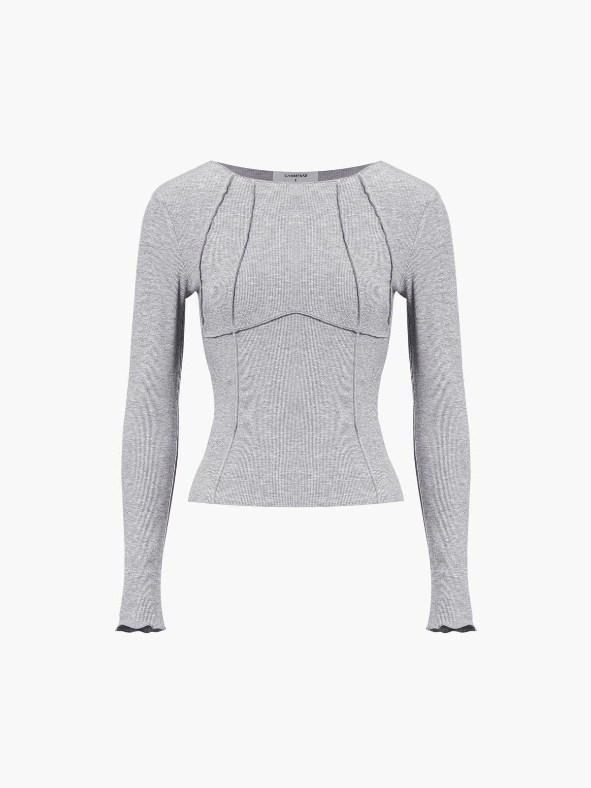 Essentiële Lange Mouw Top met Piping Details