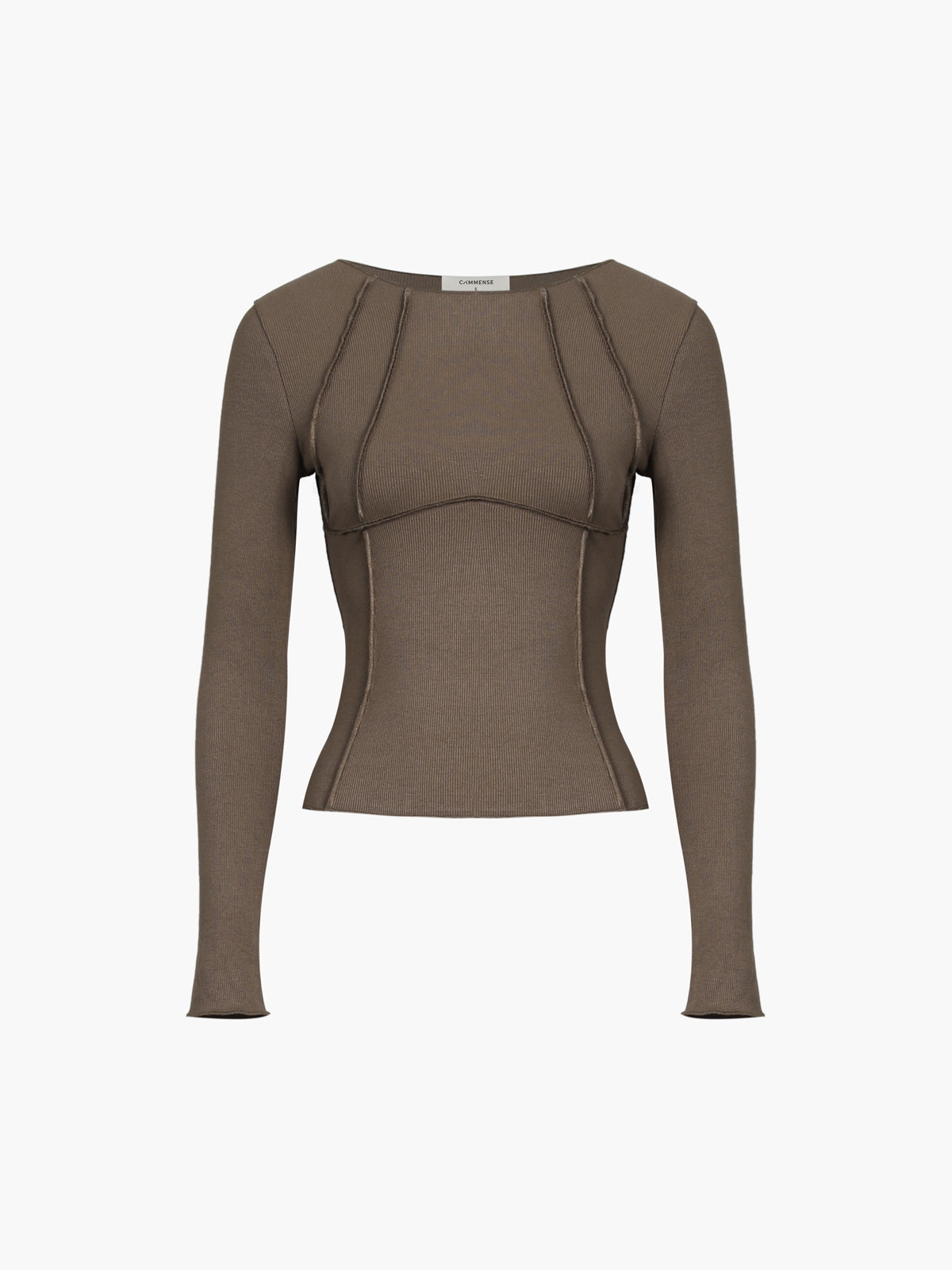 Essentiële Lange Mouw Top met Piping Details