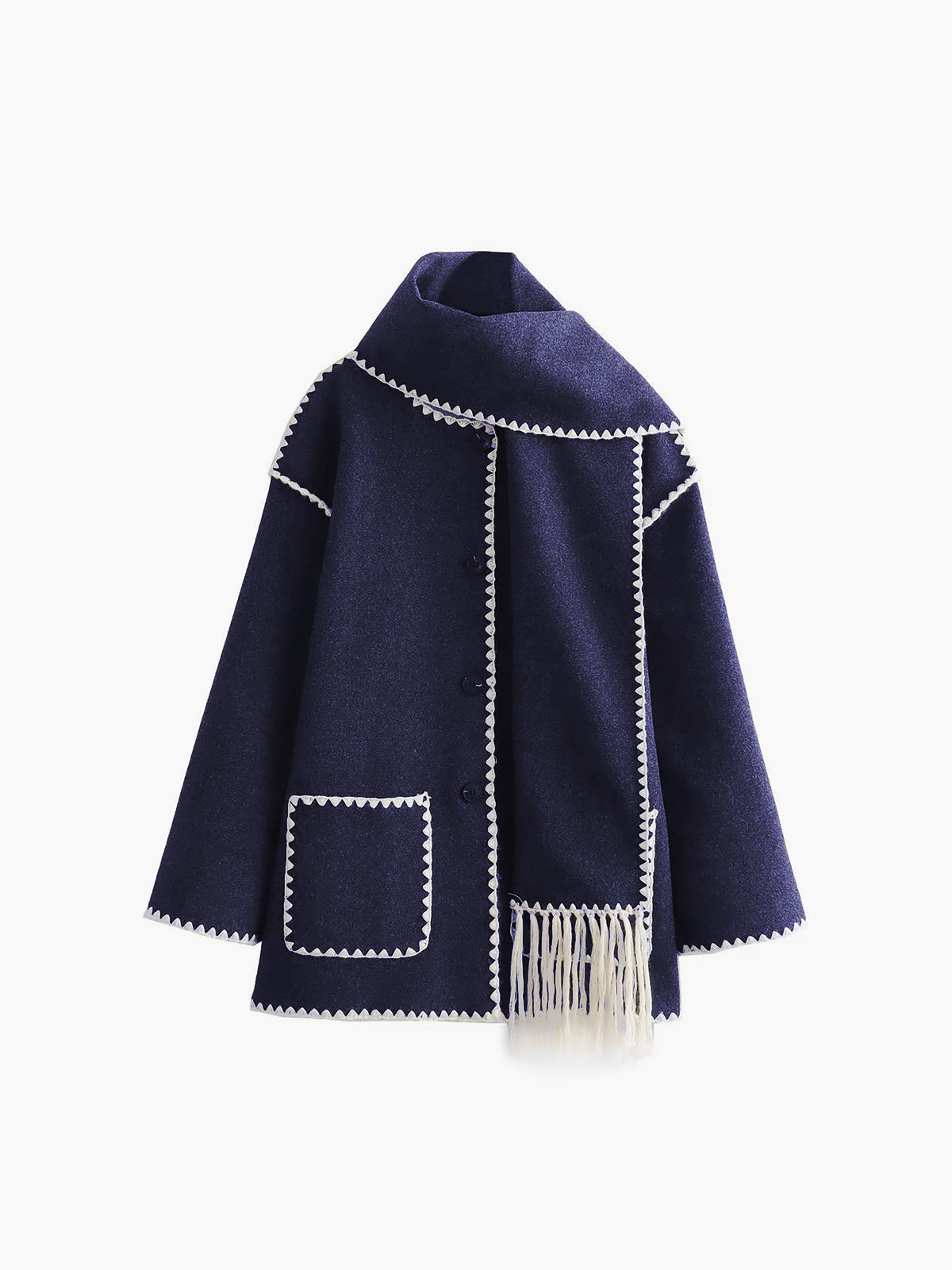 Chic Jasje met Contrasterende Rand en Sjaal