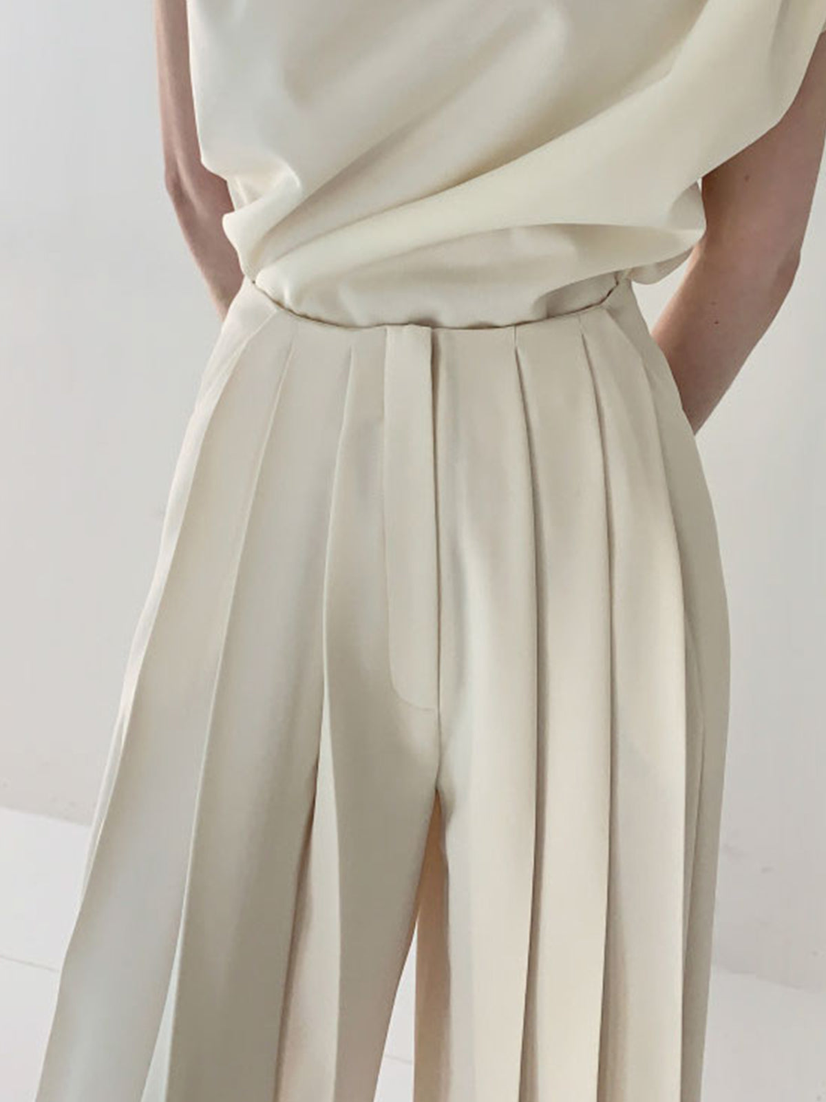 Geplooide, wijde broek met hoge taille voor dames