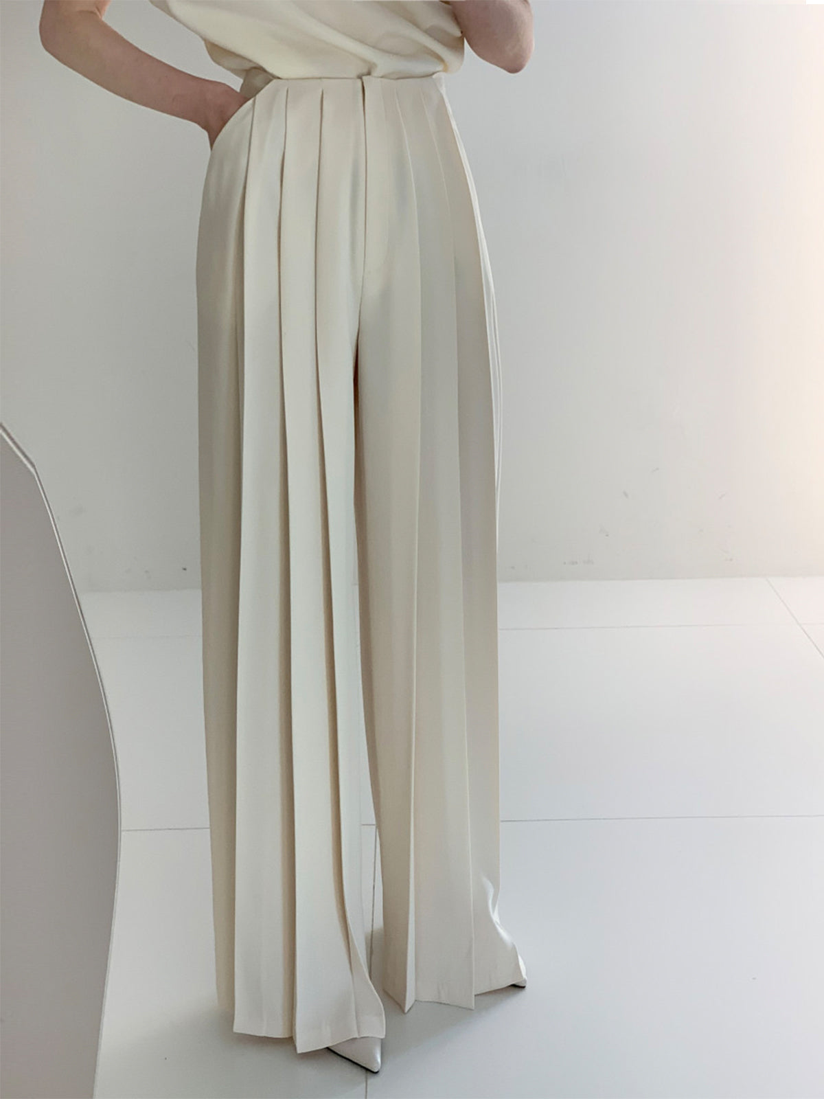 Geplooide, wijde broek met hoge taille voor dames