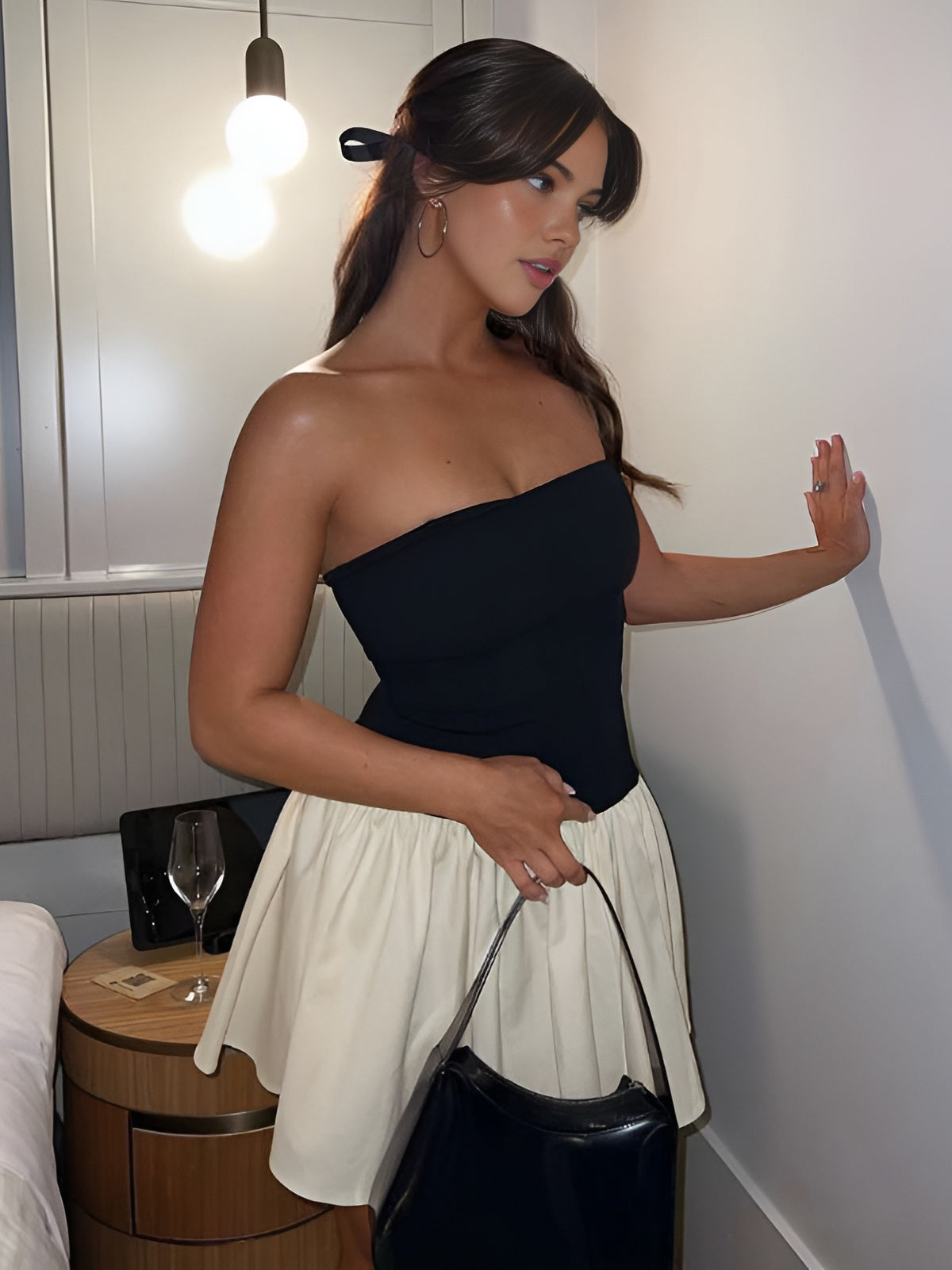 Rugloze Patch-Bustier Jurk