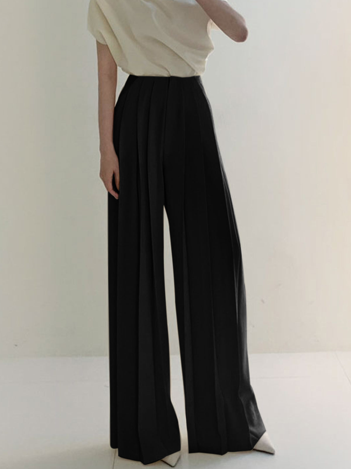 Geplooide, wijde broek met hoge taille voor dames
