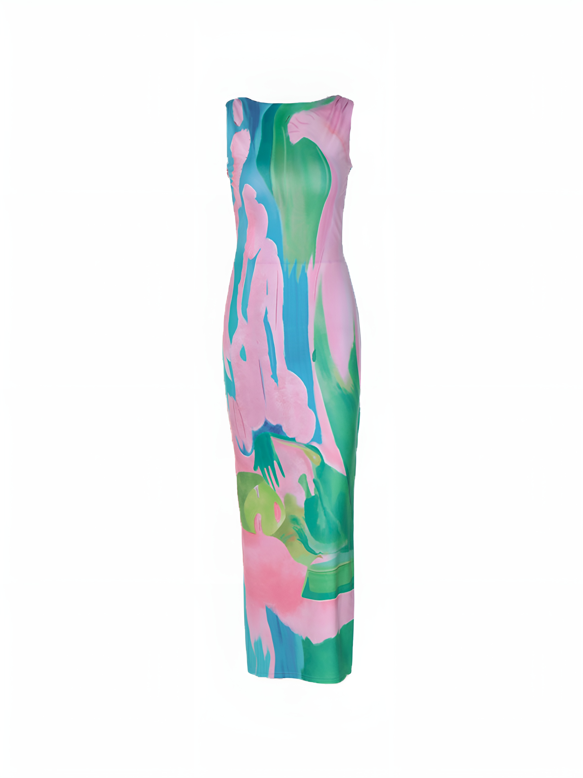 Mouwloze maxi-jurk met Monet-tuinprint voor dames
