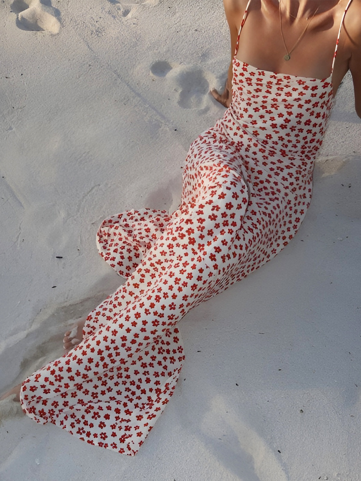 Maxi-zomerjurk met bandjes en gekruiste rug voor dames