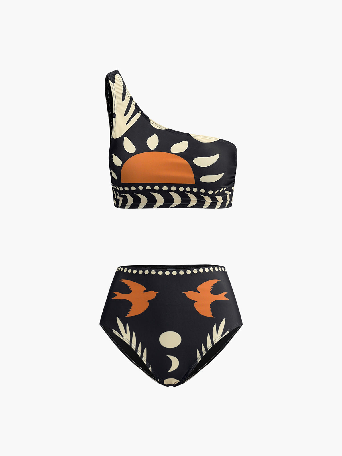 Bikini Set met Vogelprint en Asymmetrische Halslijn Voor Dames