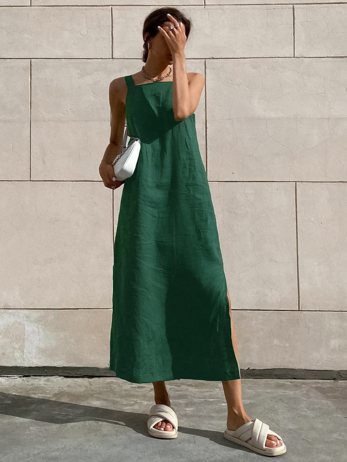Minimalistische katoenen cami maxi-jurk voor dames