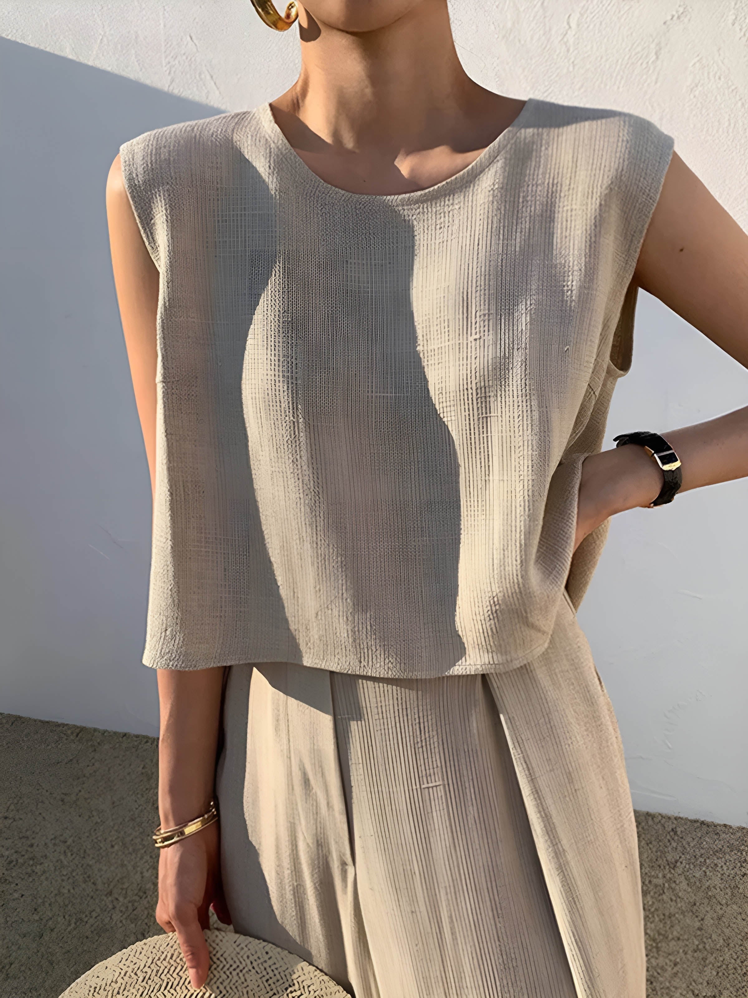Linnen Mix Casual Broek Set