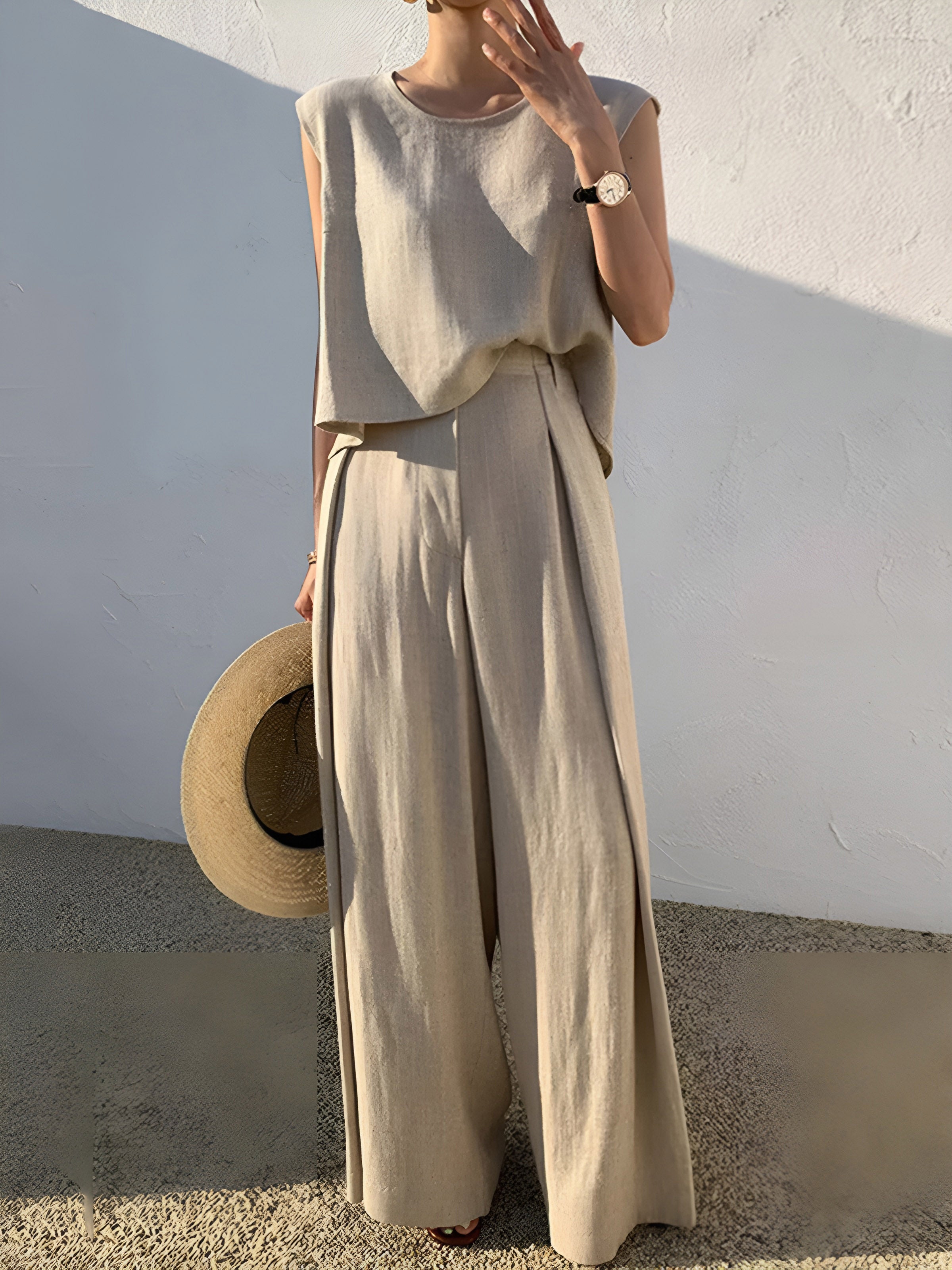 Linnen Mix Casual Broek Set