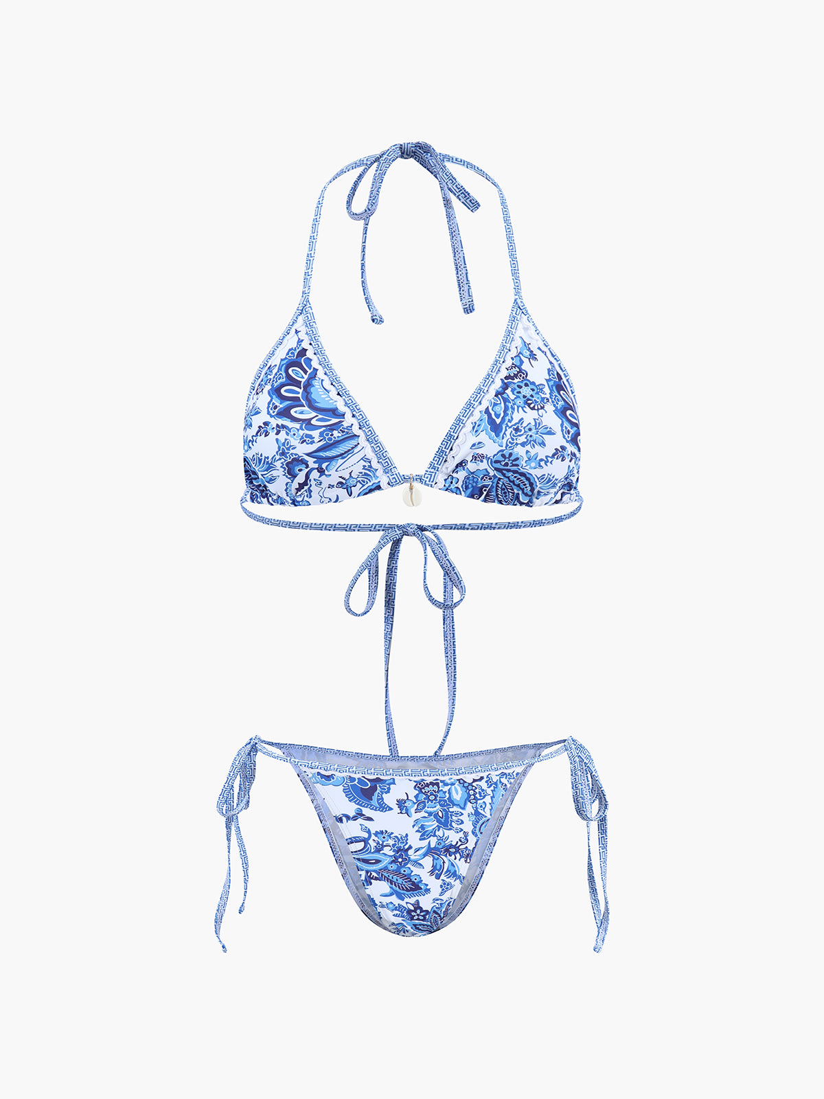 Geprinte Halterbikini met Knoopdetail voor Dames