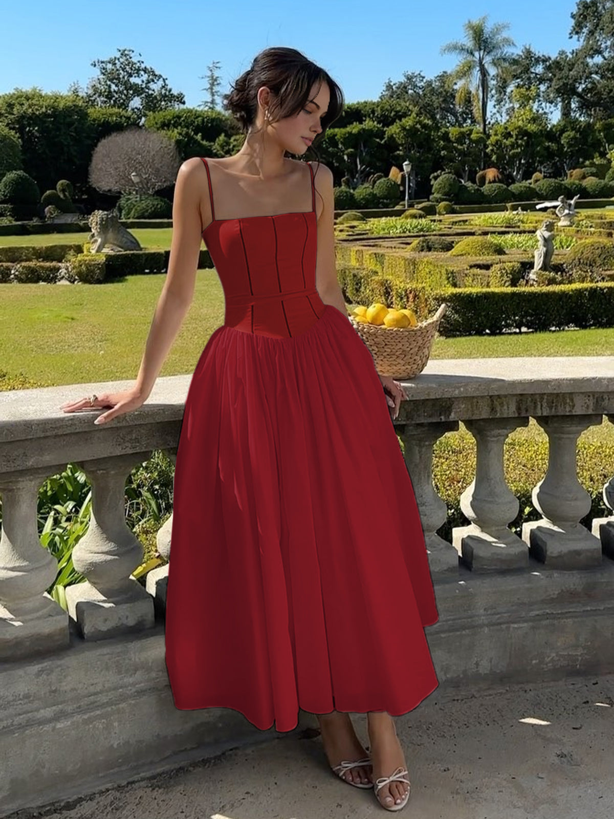 Echte elegante bustier midi-jurk voor dames