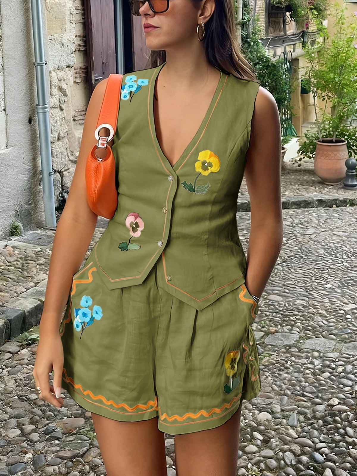 Bloemenprint Tank Shorts Set