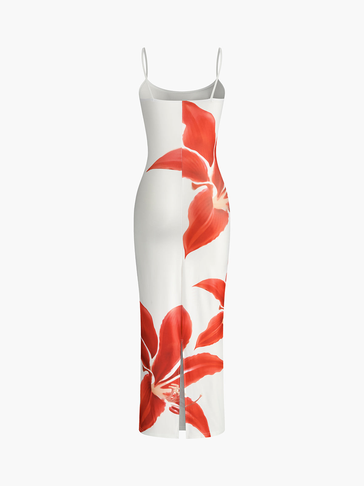 Floral Print Mouwloze Split Lange Jurk