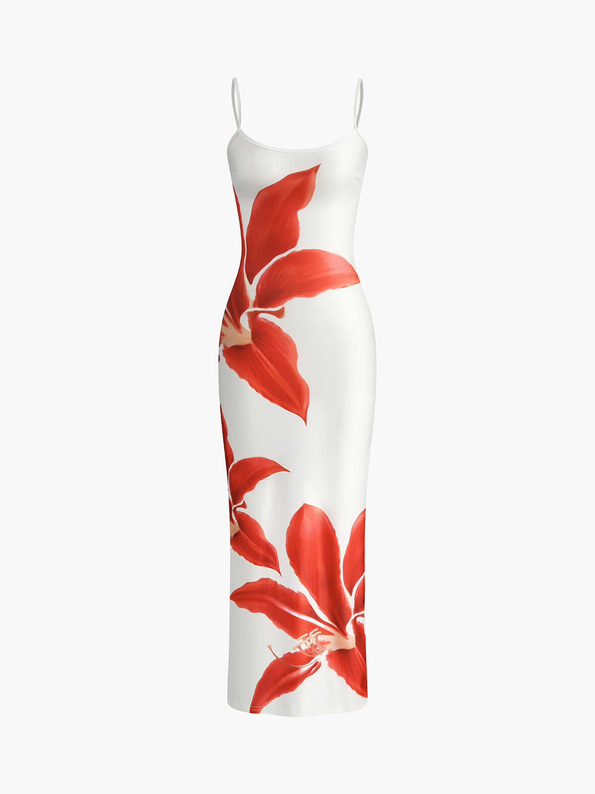 Floral Print Mouwloze Split Lange Jurk