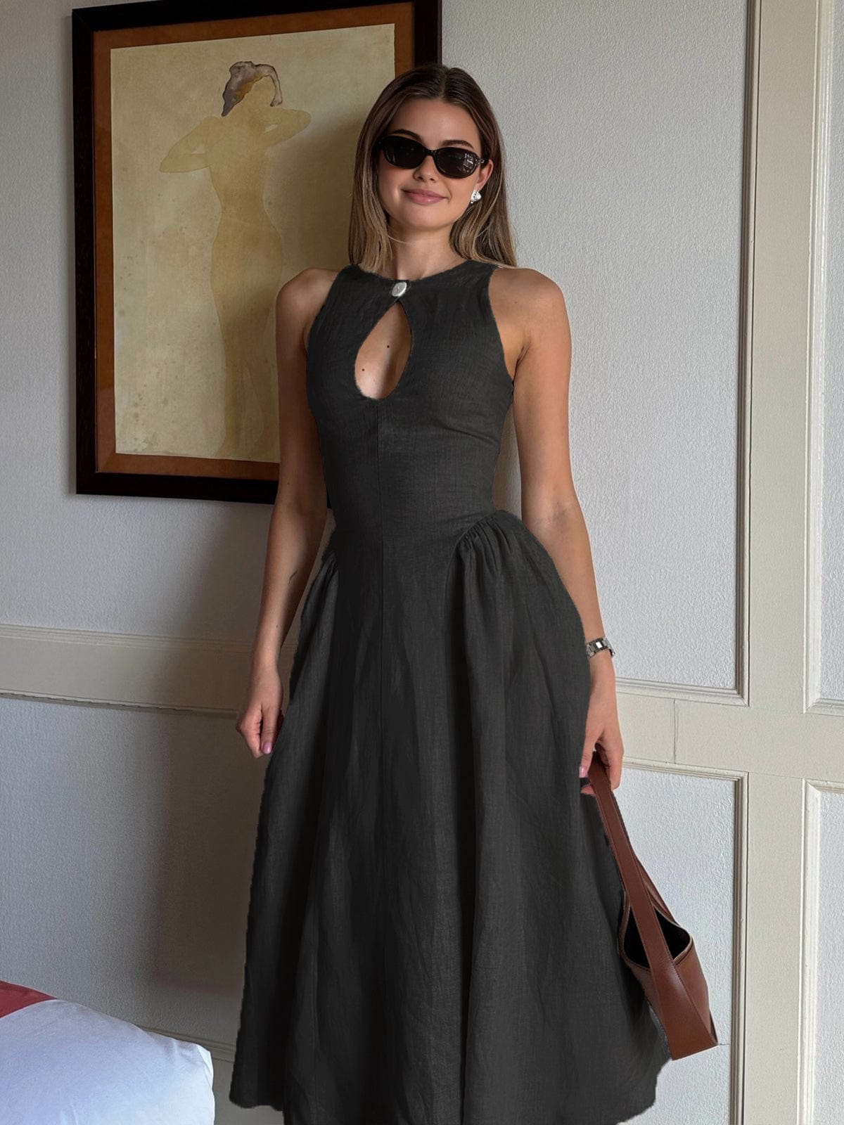 Elegante Lange Jurk Met Open Halslijn