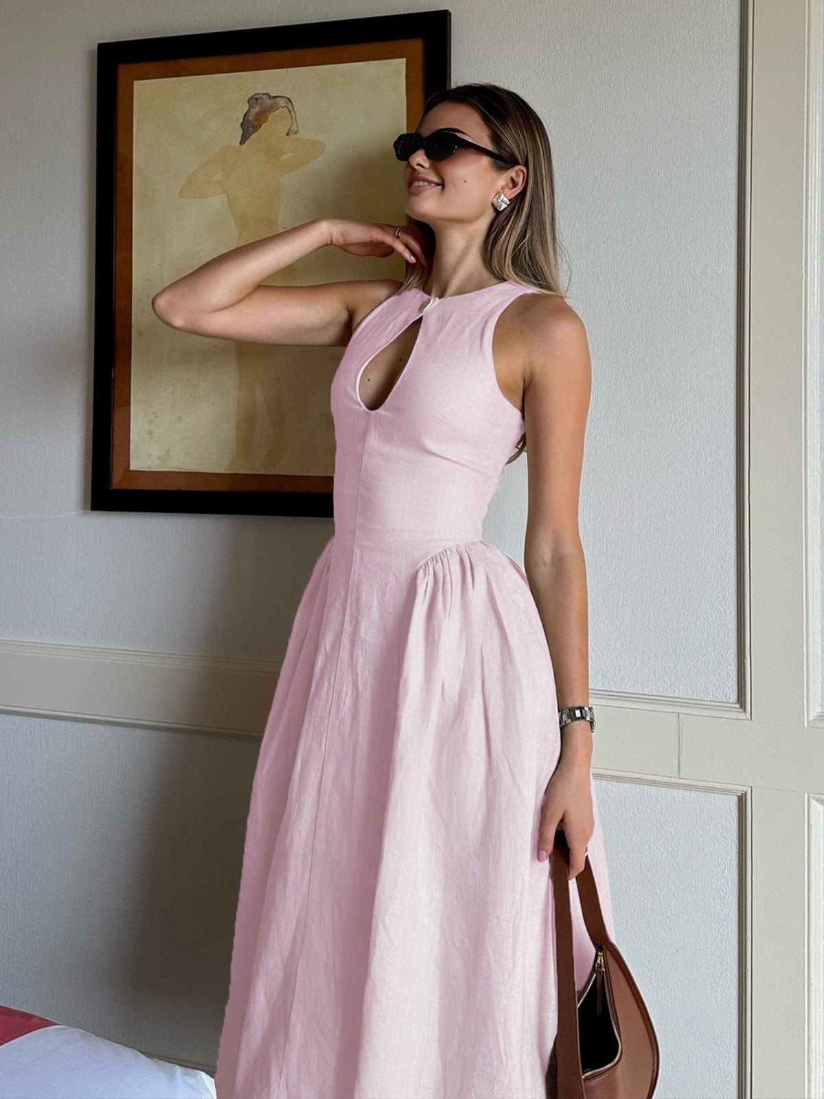 Elegante Lange Jurk Met Open Halslijn