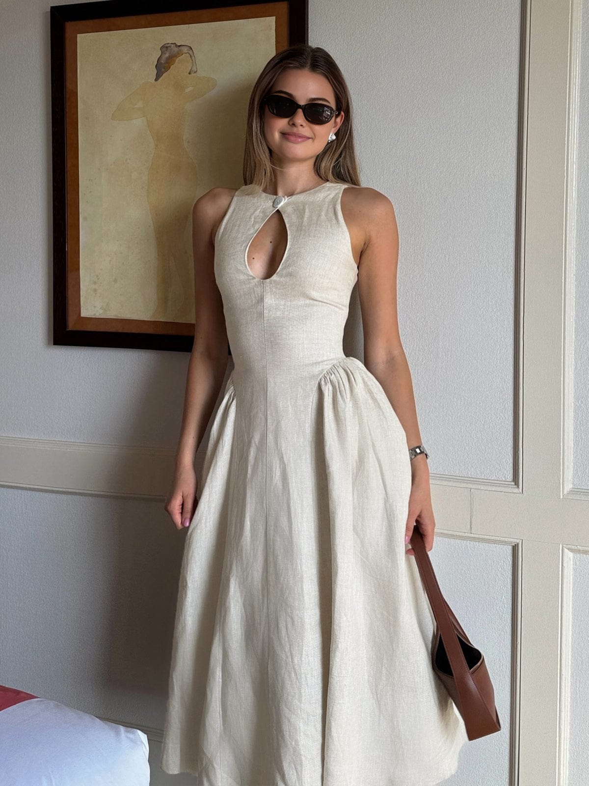 Elegante Lange Jurk Met Open Halslijn