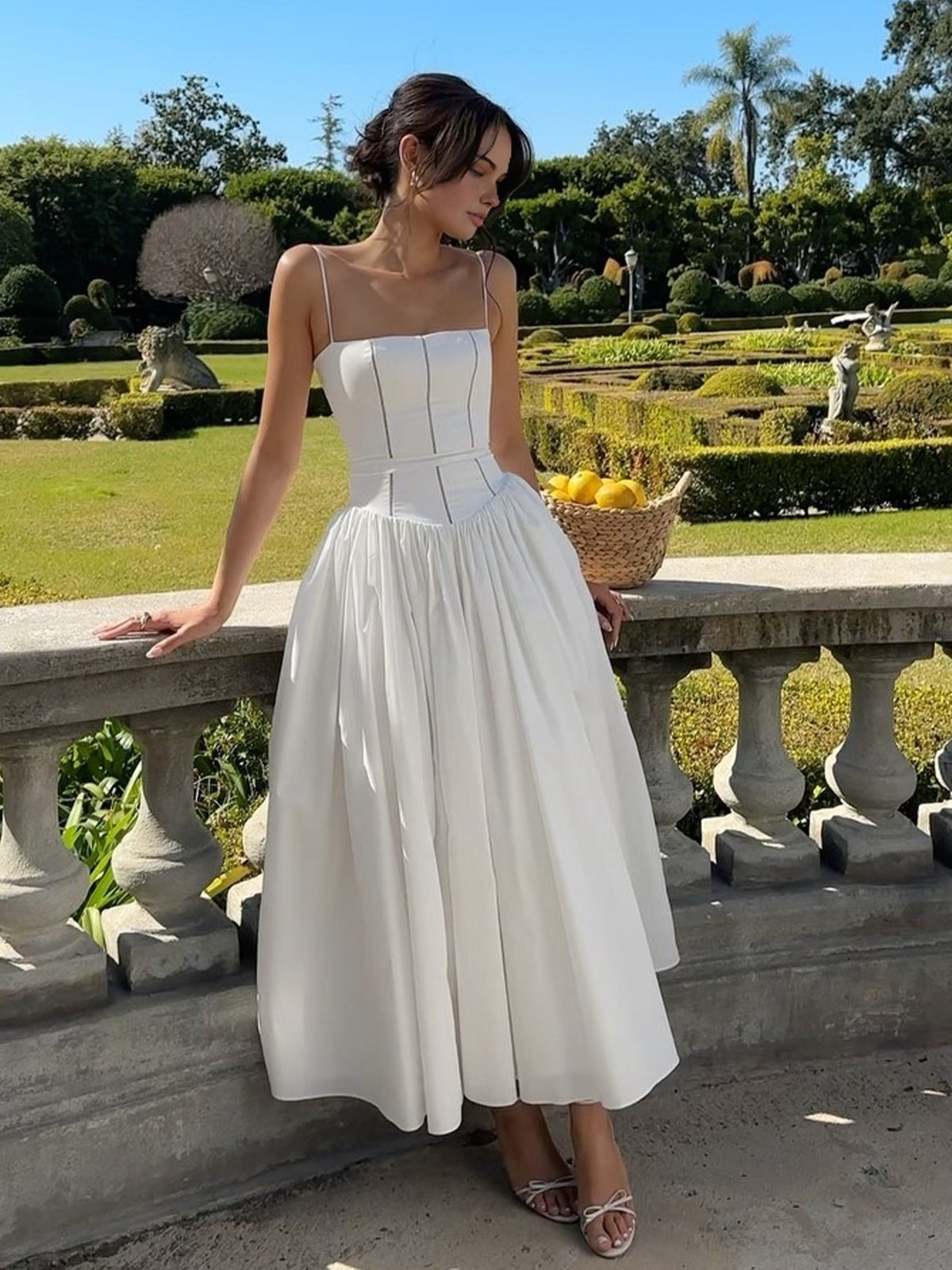 Echte elegante bustier midi-jurk voor dames