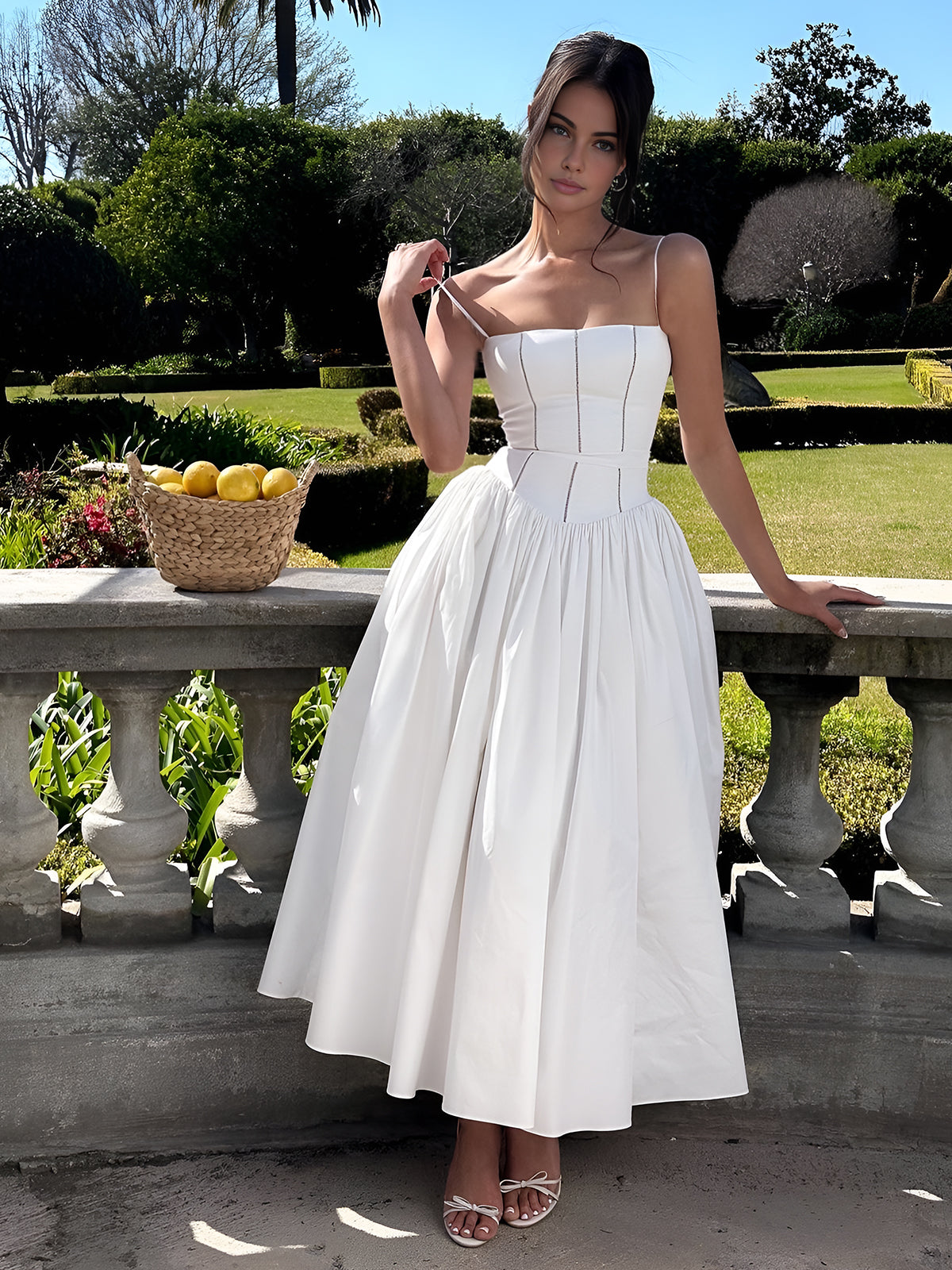 Echte elegante bustier midi-jurk voor dames