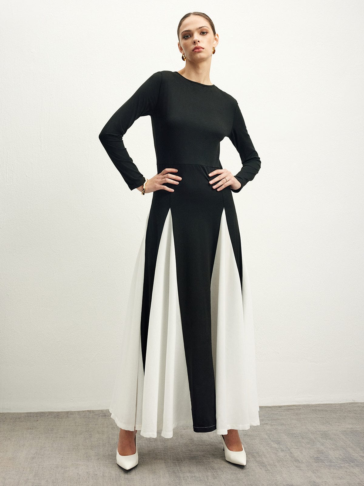 Vloeiende Chiffon Jurk met Elegante Vallen