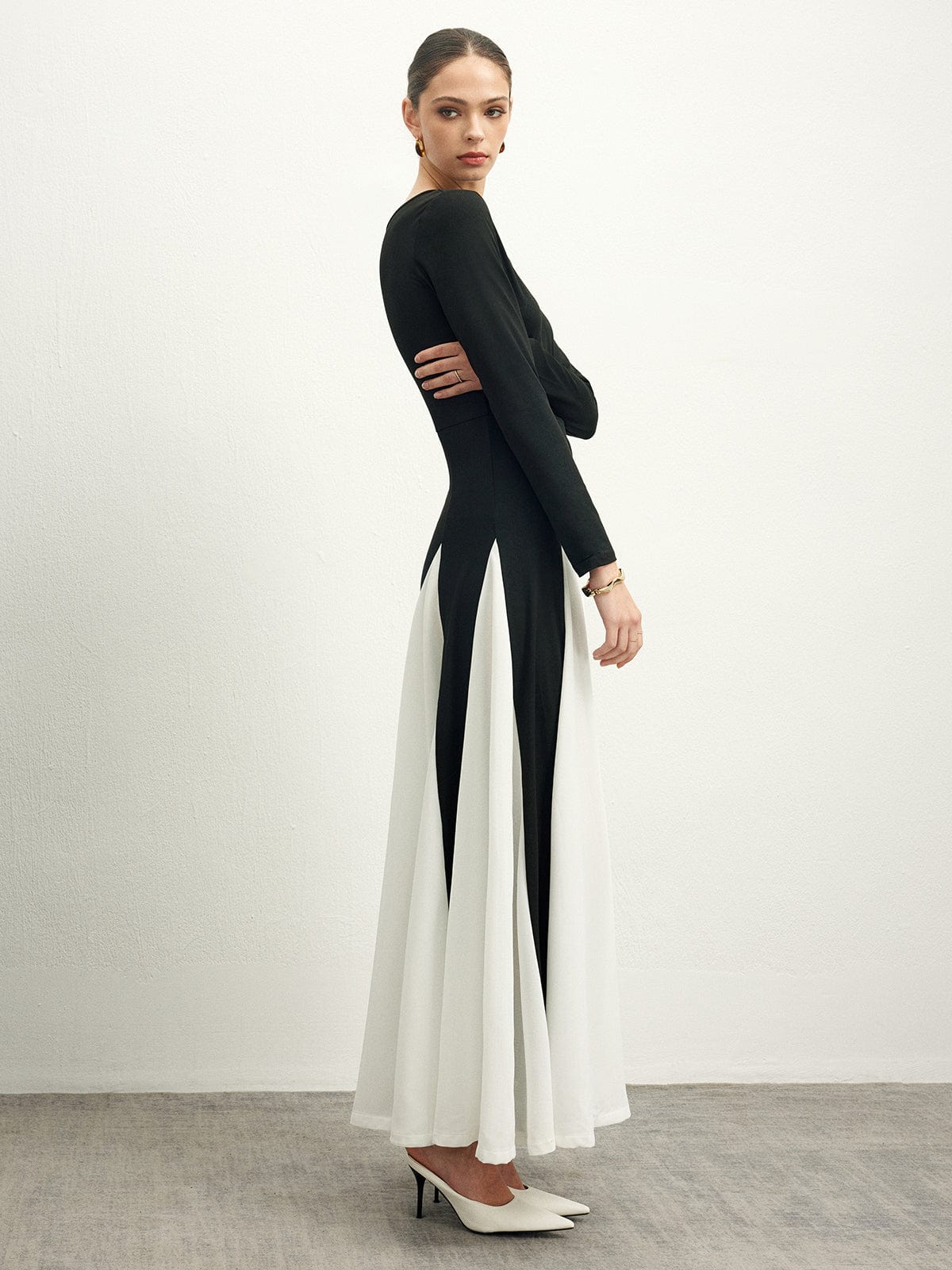 Vloeiende Chiffon Jurk met Elegante Vallen
