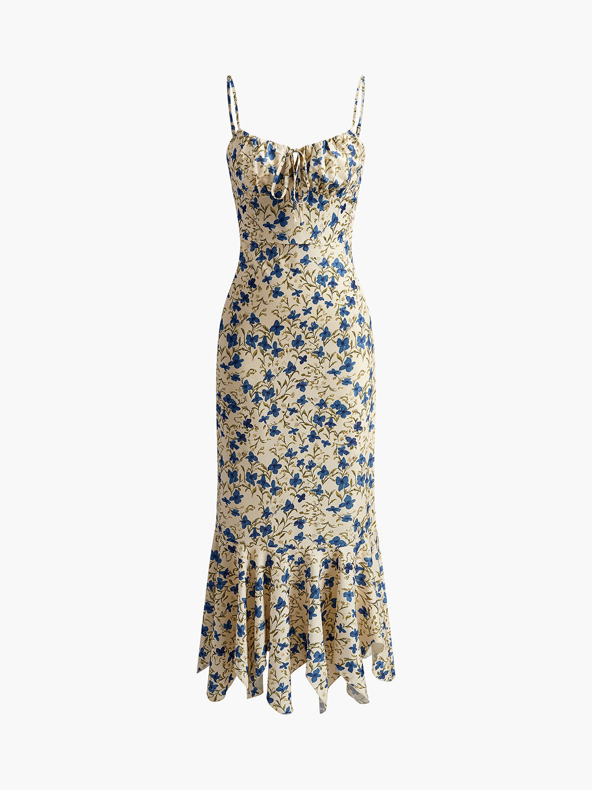 Gebloemde Jurk Met Knoop En Asymmetrische Zoom