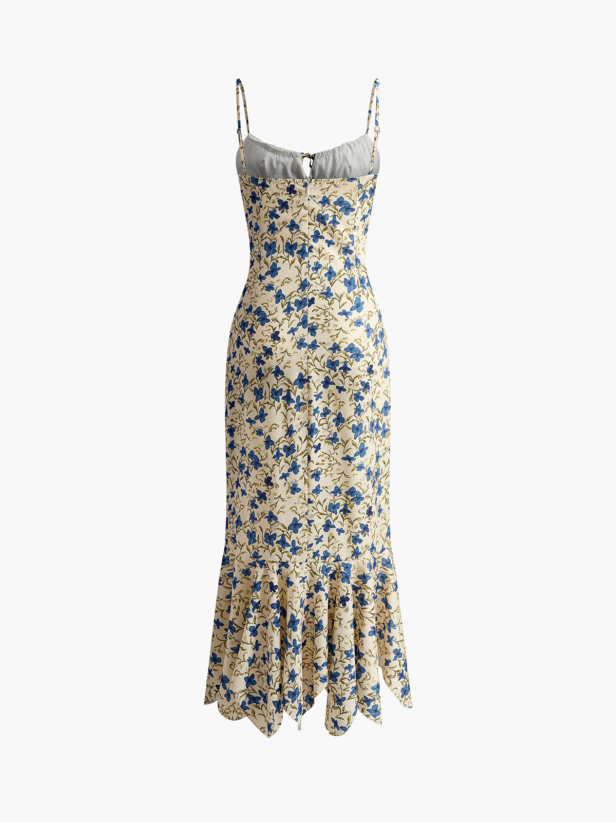 Gebloemde Jurk Met Knoop En Asymmetrische Zoom