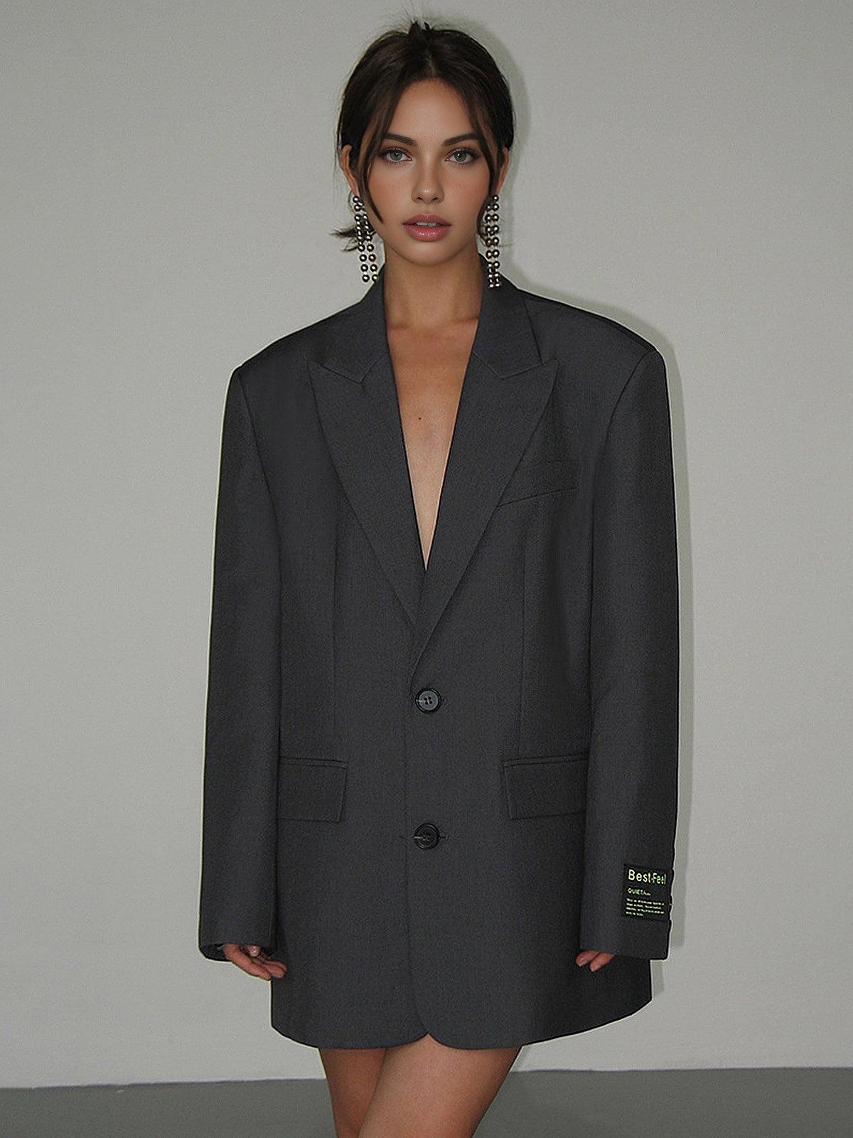 SOPHIA – Oversized Klassieke Blazer met Revers, Knopen en Praktische Zakken