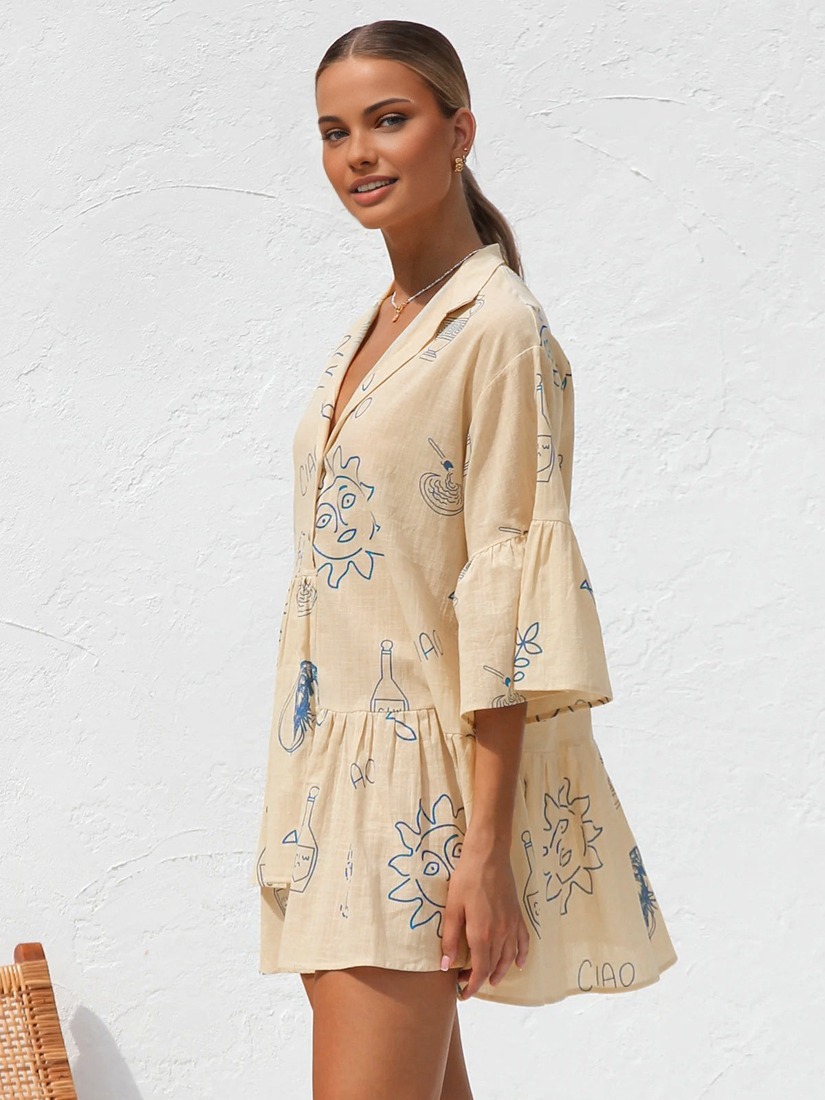 Oversized Zonneprint Korte Jurk