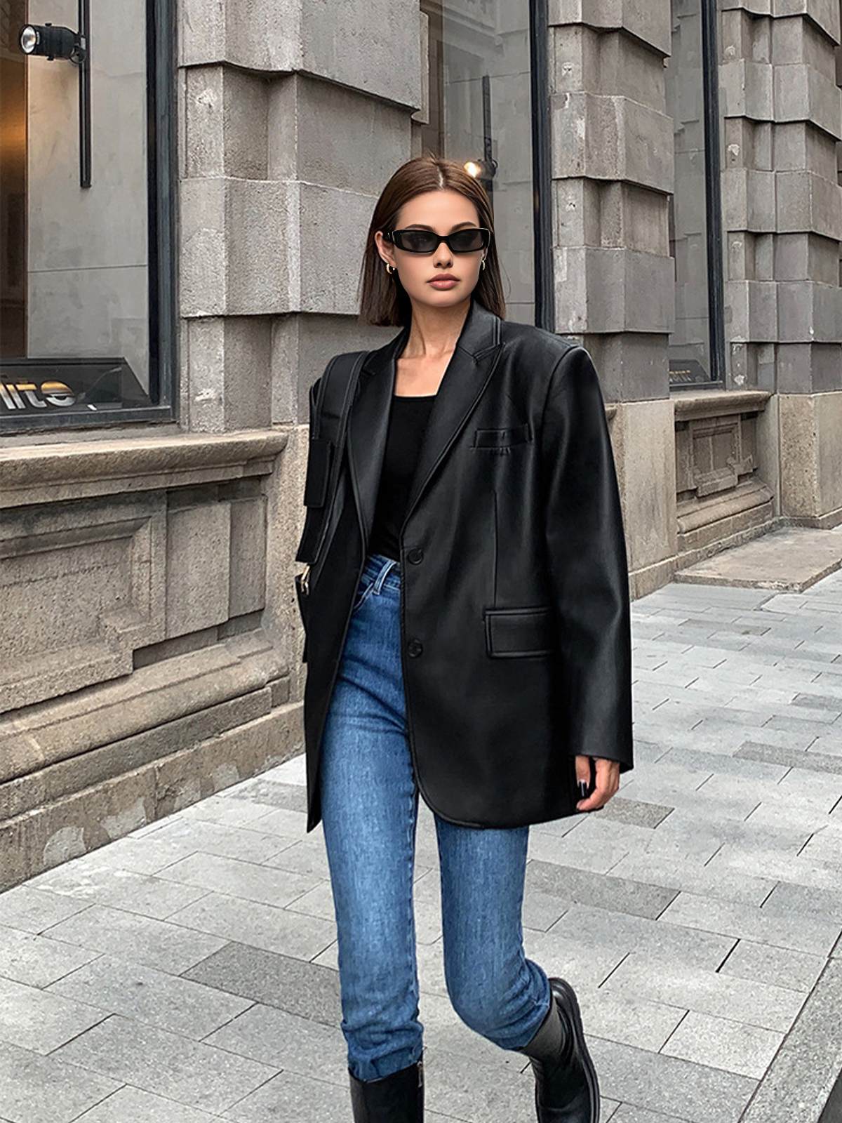 Lederen Blazer met Reverszakken