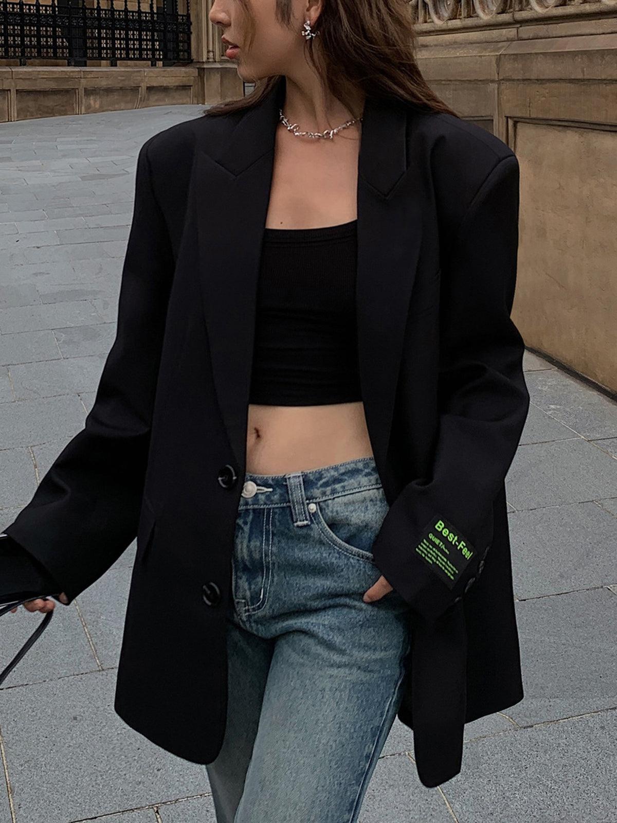 SOPHIA – Oversized Klassieke Blazer met Revers, Knopen en Praktische Zakken