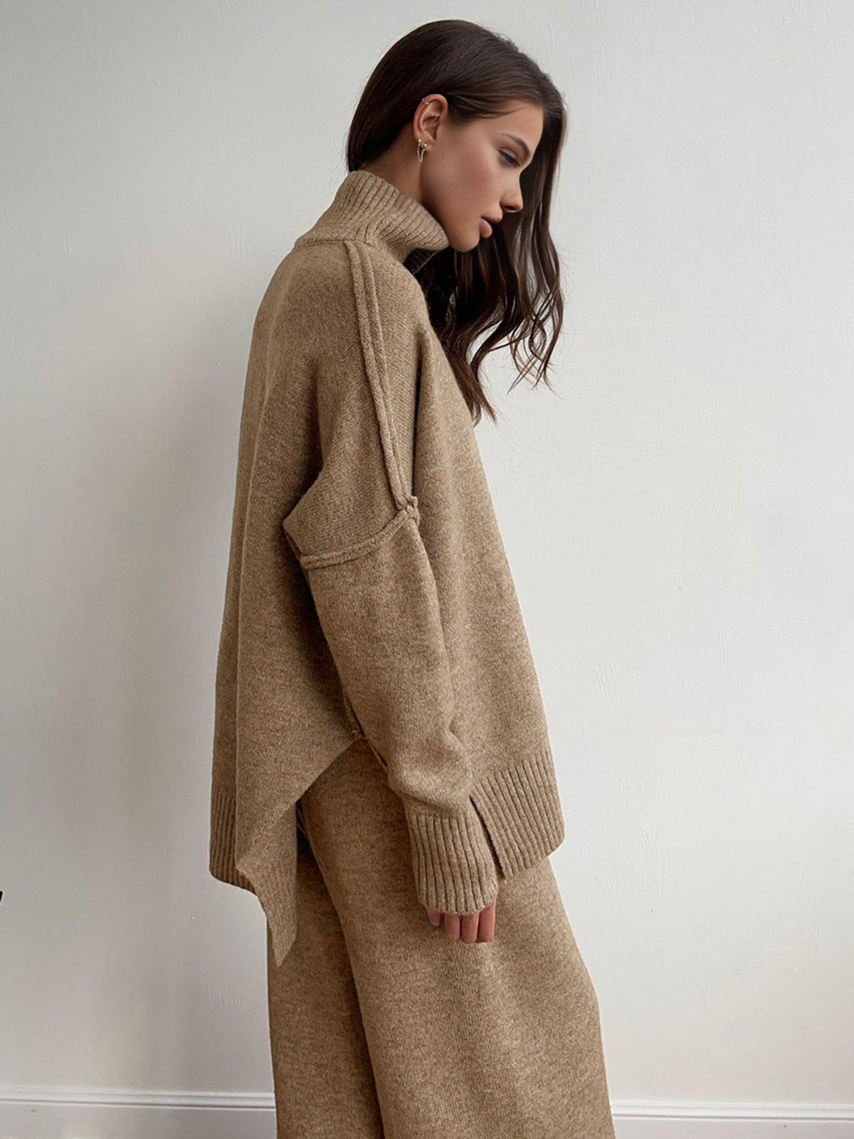 Effen Turtleneck Trui met Broek Set